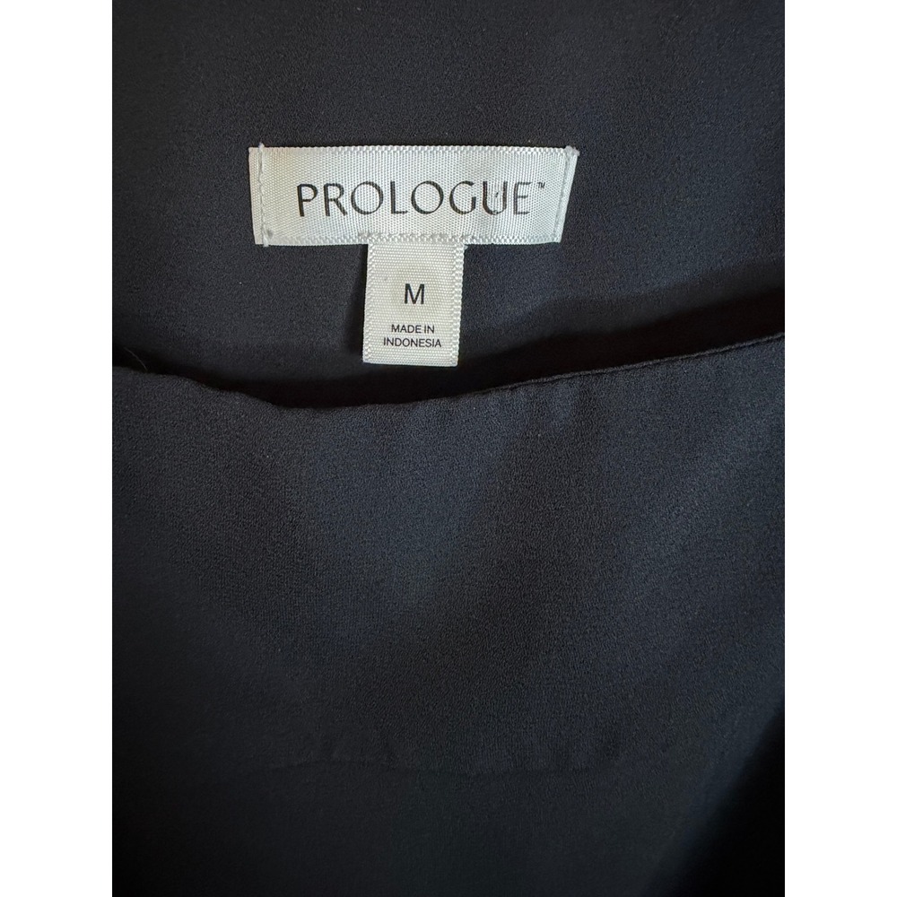 Prologue Black Midi Dress Womens Medium Short Sleeve Pleated Side Buckle Modern - Picture 3 of 3